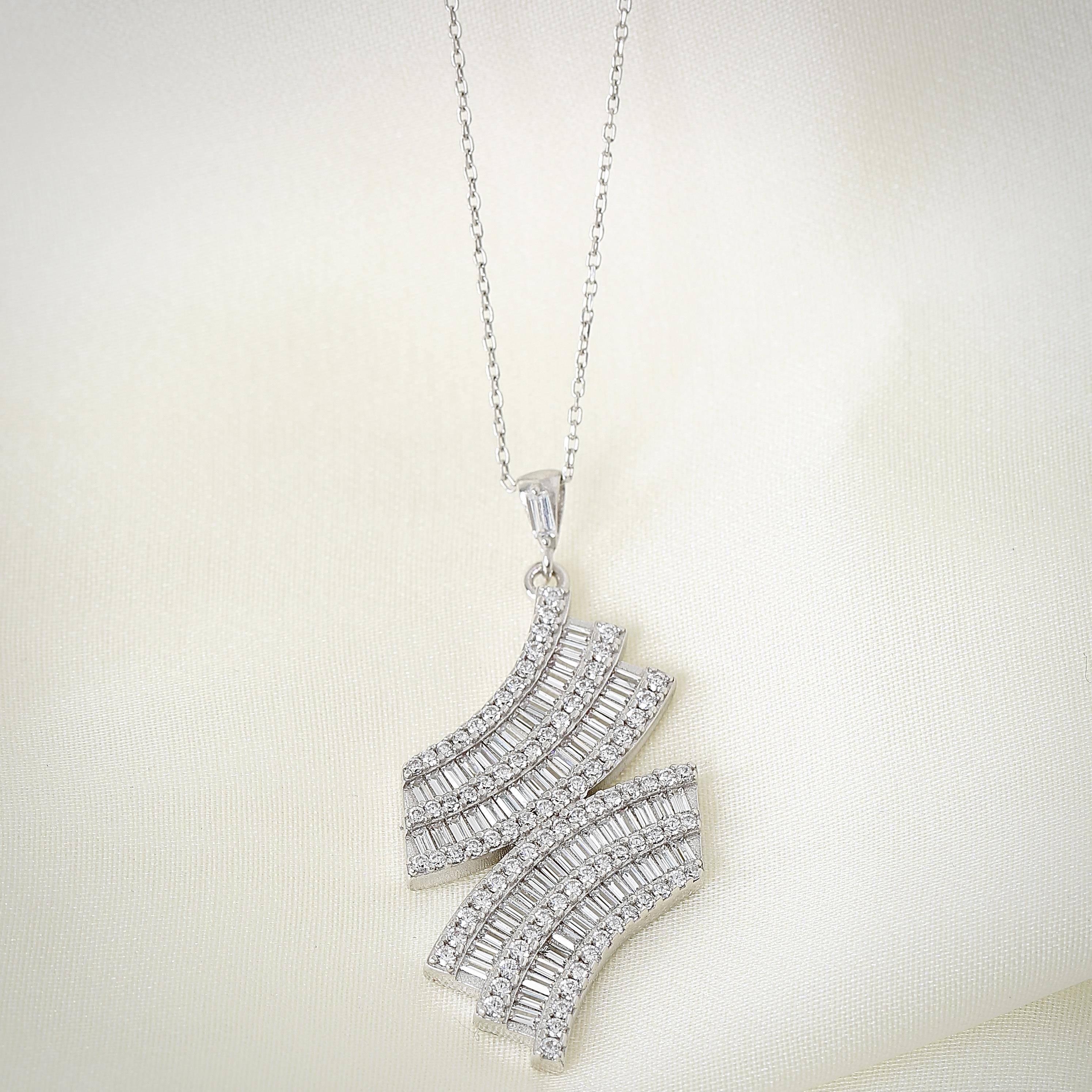 Elegant Sparkling Embrace CZ 925K Sterling Silver Necklace - Etossimo Jewelry