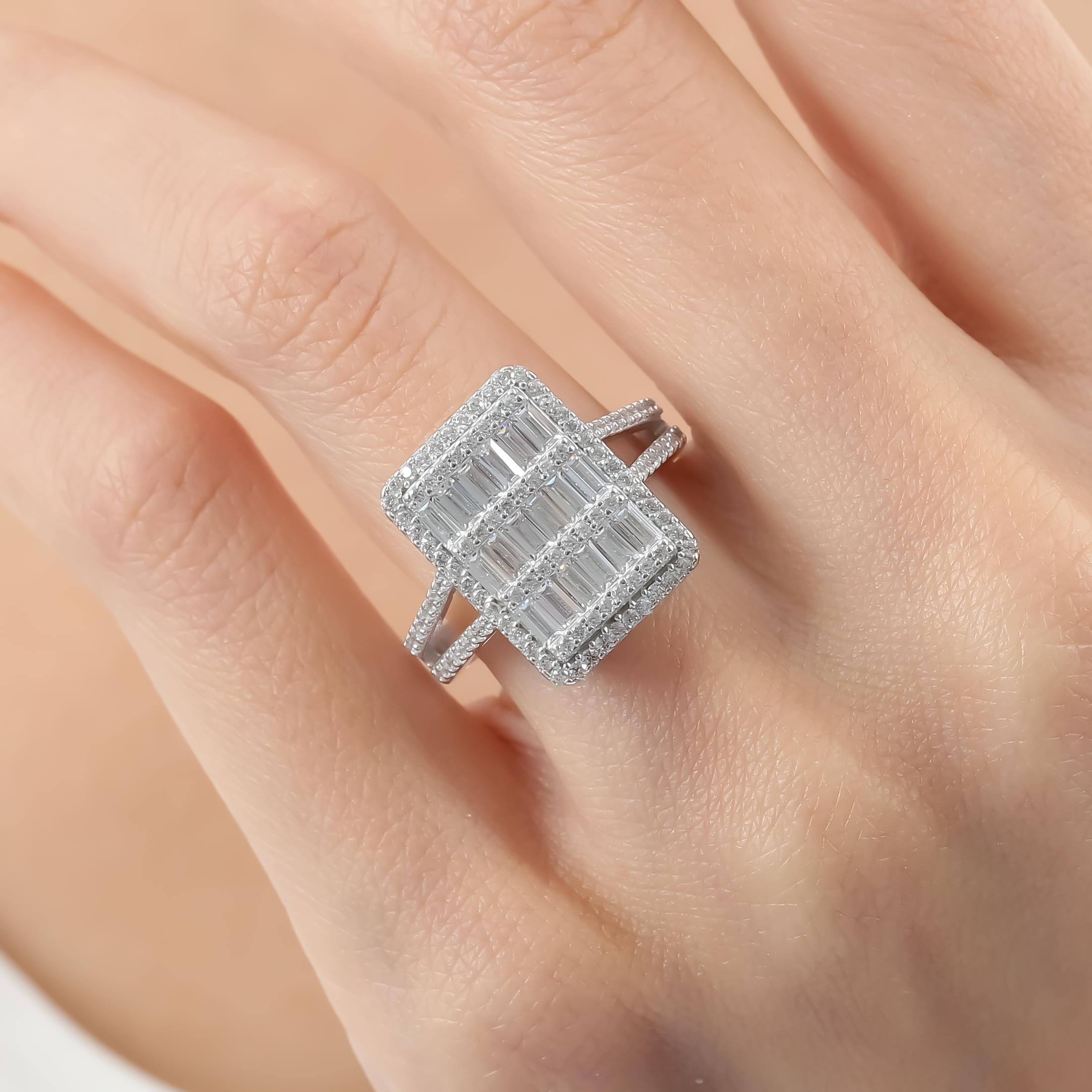 Dazzling Baguette Shine CZ 925K Sterling Silver Ring