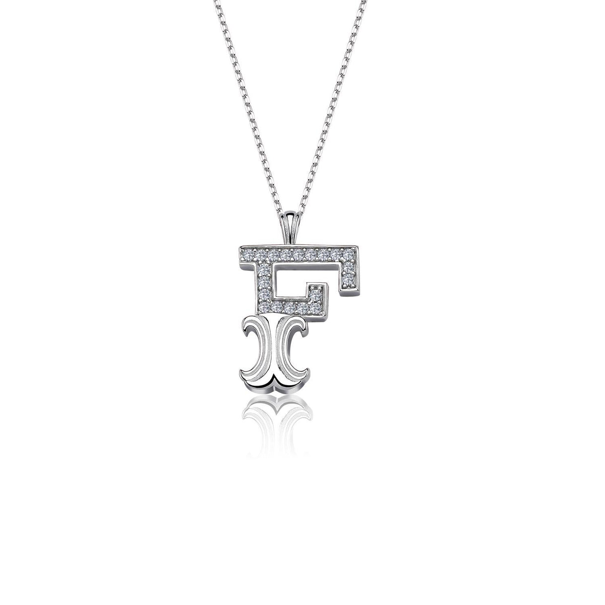 Vintage Elegance F Initial CZ 925K Sterling Silver Necklace