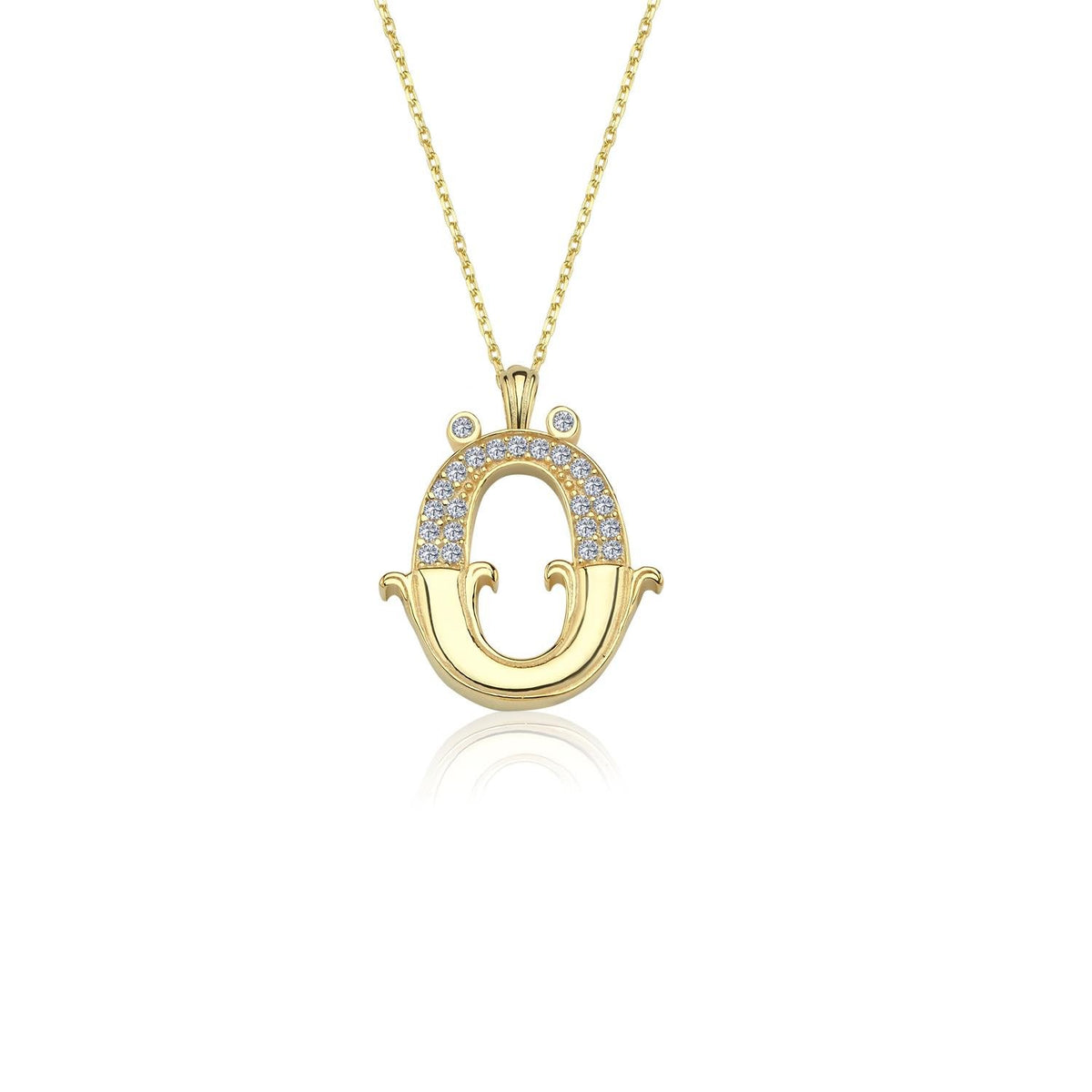 Vintage Elegance Ö Initial CZ 14K Gold Necklace