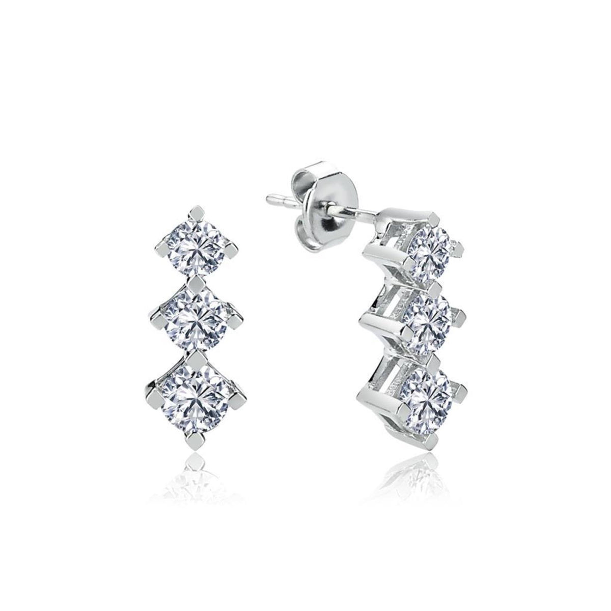 Cascading Radiance Trio CZ 925K Sterling Silver Earrings